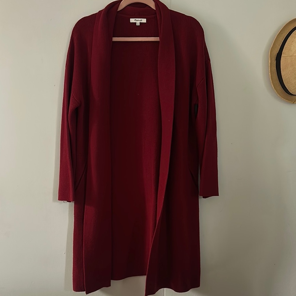 Madewell Rivington Red Long Cardigan Soft Relaxed Fit